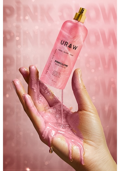 Uraw Pink Glow Yüz Vücut ve Saç İçin Işıltı Veren Bakım Yağı 125 ML
