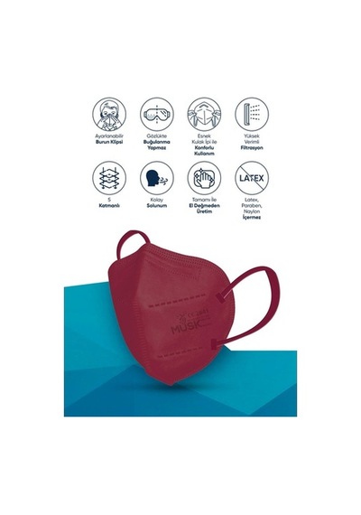 Musk Ffp2 Maske 40 Adet (Mor,Bordo,Turuncu,Pembe)