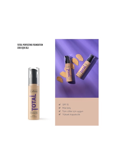 Total Perfecting Fondöten 220 Natural Beige Çok Renkli