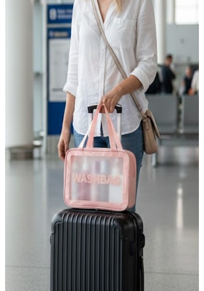 Caş Dekorasyon Pembe Renk Washbag Su Geçirmez Büyük Boy Makyaj Çantası