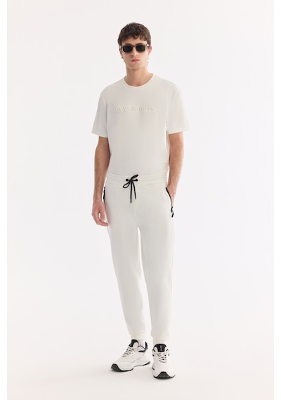 Avva Erkek Beyaz Beli Lastikli Bağcıklı Bi-stretch Regular Fit Eşofman Altı B003400