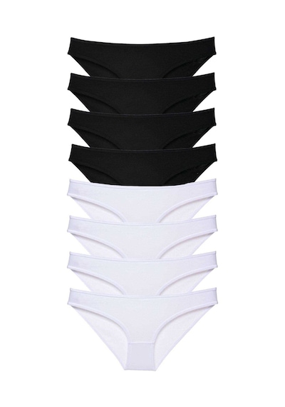 Royaleks 8 adet Süper Eko Set Likralı Kadın Slip Külot Siyah Beyaz RYL-EKO8012 Beyaz - Siyah