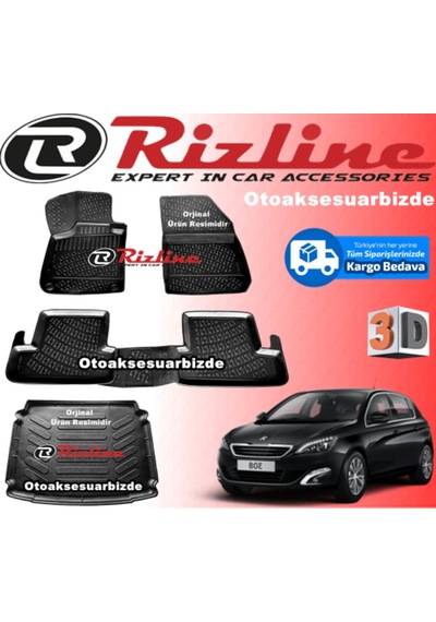 Peugeot 308 3D Paspas + Bagaj Havuzu Hb 2014-2020 Arası Rizline