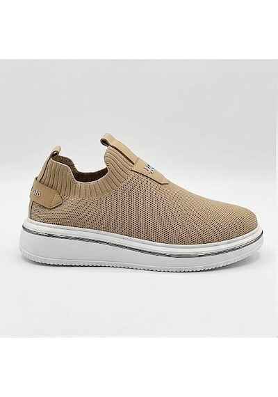 Daytex 1111 Erkek Slip-on - Full Triko Örgü Sportif Kalın Eva Taban Sneaker Bej