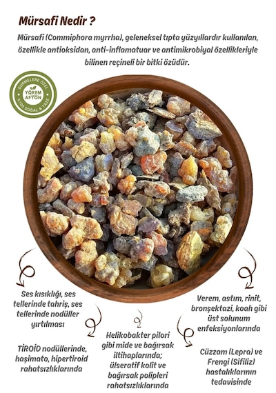 Yörem Afyon Doğanın Arındırıcı Şifa Reçinesi El Seçmesi Mürsafi Sakızı, Sarı Sakız, Commiphora Myrrha 60gr.