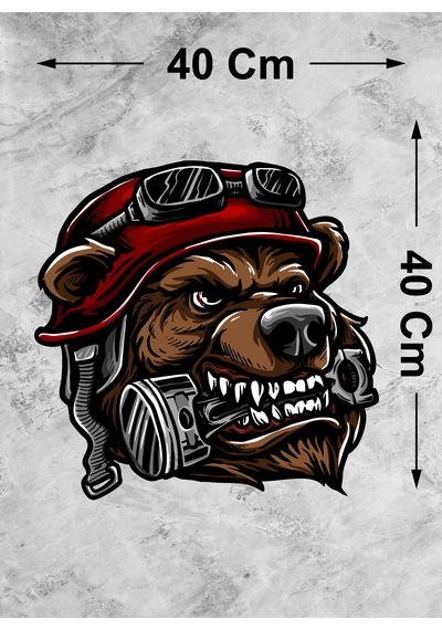 Kasklı Motorcu Köpek Sticker Kızgın Motorcu Kurt Köpek Motosiklet Kask Oto Araba Sticker - 00300 40x40 Cm