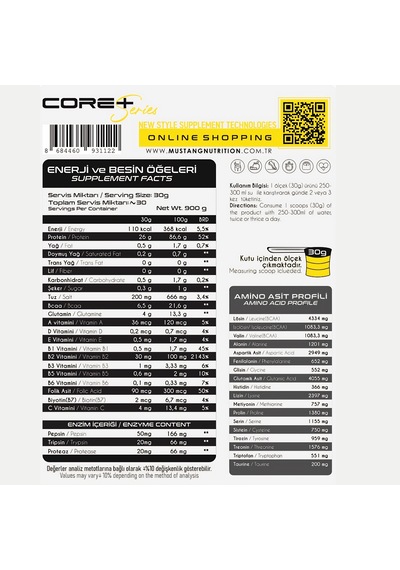Mustang Nutrition Core+ Series Isolate Whey Protein Tozu 900 Gr 30 Servis Muzlu Kurabiye + Shaker + Protein Kahve Hediyeli Muz Aromalı