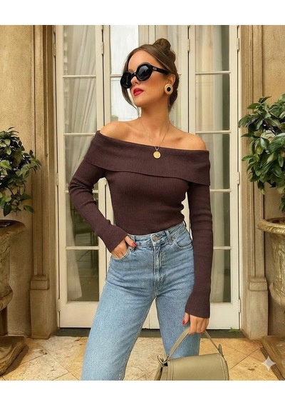 Madonna Yaka Kaşkorse Kadın Body Mürdüm