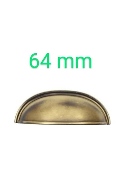 64 Mm Tas Midye Çanak Antik Sarı Mobilya Kulpu