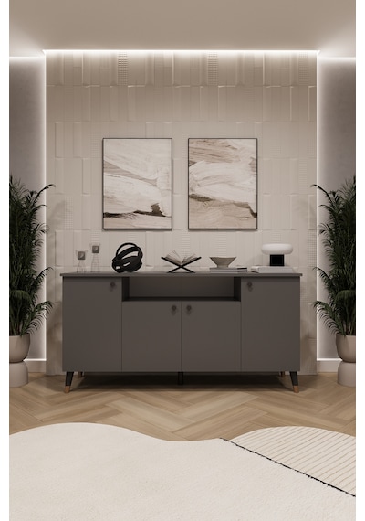 Asra Trend Lüks Konsol Tv Ünitesi %100 Mdf Salon Ve Yemek Odası Ünitesi Knsl02 Koyu Gri
