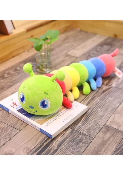 Peluş Tırtıl Yastık Oyuncak Renkli Büyük Boy 90 CM