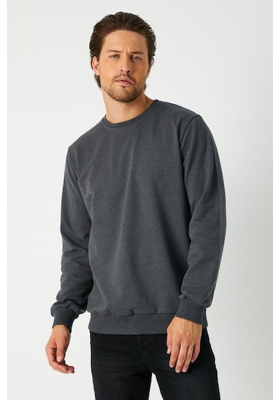 MMetalic Basic Bisiklet Yaka Erkek Sweatshirt Antrasit