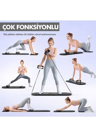 Çok Fonksiyonlu Pilates Fitness Tahtası Direnç Bant Ev Core Karın Kol Sırt Güçlendirme Egzersiz Siyah Renk Çorap Hediye