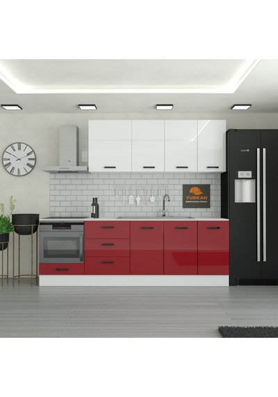 245 Cm Mutfak Dolabı Mdf Kapak Tezgah Dahil Yrkn245 101 Kırmızı