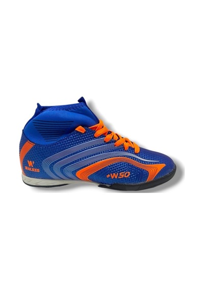 Walked 435-25 Çocuk Çoraplı Halı Saha Krampon Mavi Turuncu 36-39 Mavi 