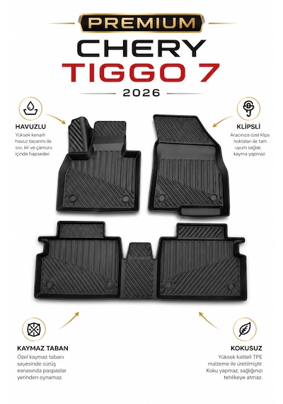 Chery Yeni Tiggo 7 2026 Ve Sonrası Premium 3d Oto Paspas