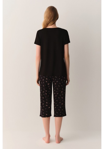 Suwen Chloe Kapri Şort Pijama Takımı Sh26631659911 Siyah