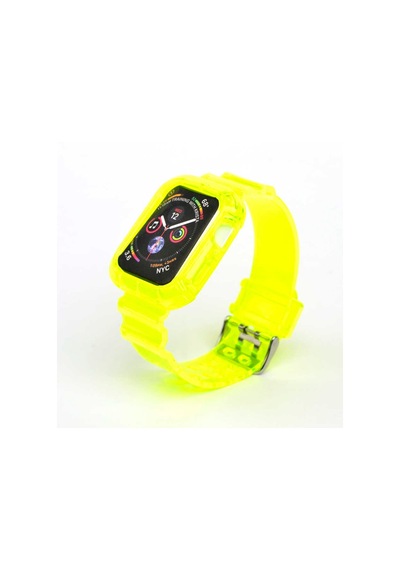Apple Uyumlu  Watch 42 MM Krd-27 Şeffaf Renkli Transparan Silikon Kordon