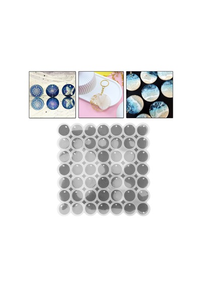 Epoksi Silikon Kalıp Çoklu Yuvarlak Delikli Anahtarlık Kolye Küpe Kalıbı 3.5 Cm 49 Lu