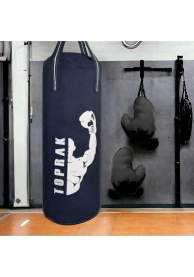 9-13 Yaş Boks Torbası 60cm Çocuk Boks Torbası Eldiven+karabina Hediyeli Lacivert