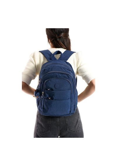 Baginn Kadın Sırt Çantası Çok Cepli 30 25 Cm Hafif Klinkır Kumaş Spor Seyahat Çantası Su İtici Kumaş Lacivert
