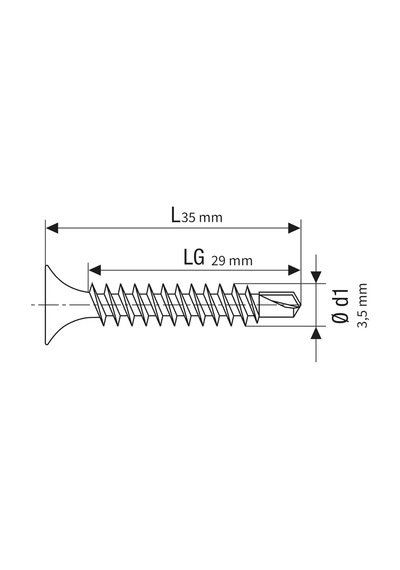 Matkap Uçlu Alçıpan Vidası Siyah 3.5x35 Mm 100 Adet Metal Profil Uyumlu 3.5*35
