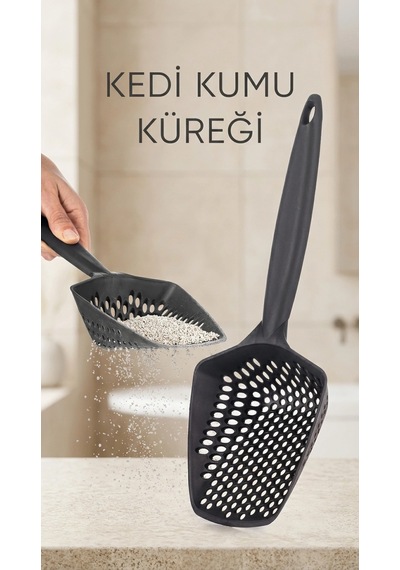 Kedi Kumu Eleme Küreği Geniş Dişli Yapısıyla Tüy Ve Kum Ayırımı Sağlar Evcil Hayvanlar İçin Kullanışlı