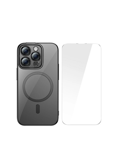 Baseus Glitter İphone 14 Pro Max 6.7 Magsafe Silikon Kılıf + Tempered Ekran Koruyucu Set- 5775 Çok Renkli