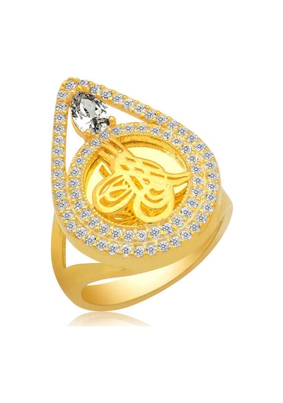 Stillove Gümüş Gold Tuğralı Kadın  Yüzük