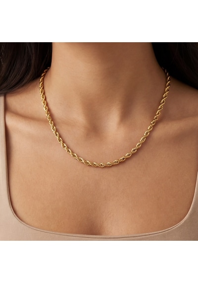Ferizz Ferizz Altın Kaplama 4Mm Kalınlıkta Unisex Burgu Zincir Gümüş