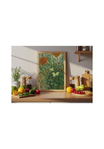 Van Gogh Van Gogh Kelebekler Ve Gelincikler Çerçevesiz Poster 21x30 Cm A4 Tablo Van Gogh