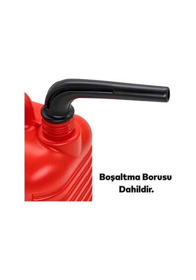 Boşaltma Borulu Plastik Antistatik Benzin Bidonu 5 Litre Akaryakıt Mazot Taşıma Doldurma Depolama