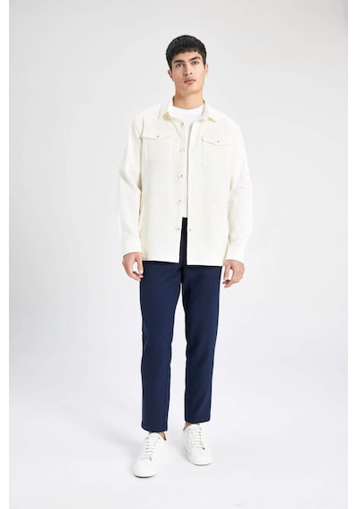 DeFacto Regular Fit Polo Yaka Gofre Dokulu Gömlek Ceket B6682AX24SPWT32