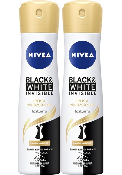 Nivea Black & White Invisible İpeksi Pürüzsüzlük Kadın Sprey Deodorant 2 x 150 ML