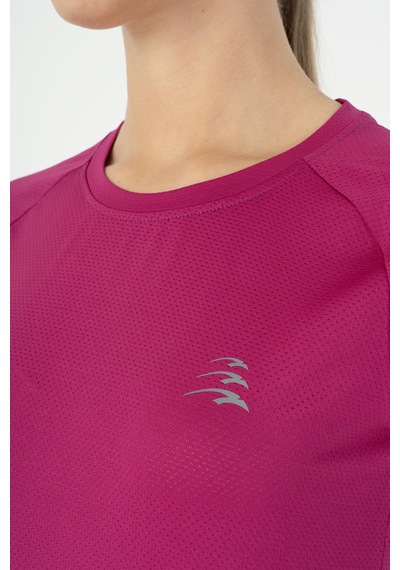 Maraton Slimfit Kadın Bisiklet Yaka Koyu Pembe- T-shirt Koyu Pembe-