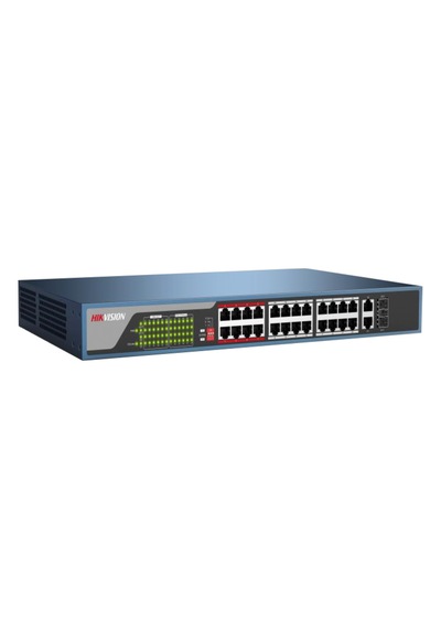 Hıkvısıon Ds-3e0326p-e/m B , 24 Port, Megabit, Poe 250w, 1 Port Gigabit Uplink, 1 Port Gigabit Sfp, Yönetilemez, Rack Mount Switch