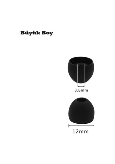 1 Çift 2 Adet Kulaklık Silikonu Uyumlu Büyük 12mm Siyah Diğer