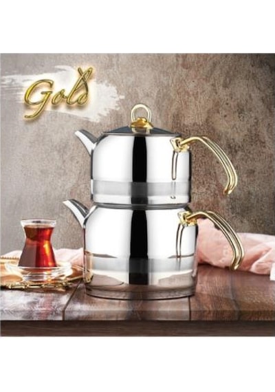 Kahramanlar Çelik Enza Midi Boy Çelik Çaydanlık Gold