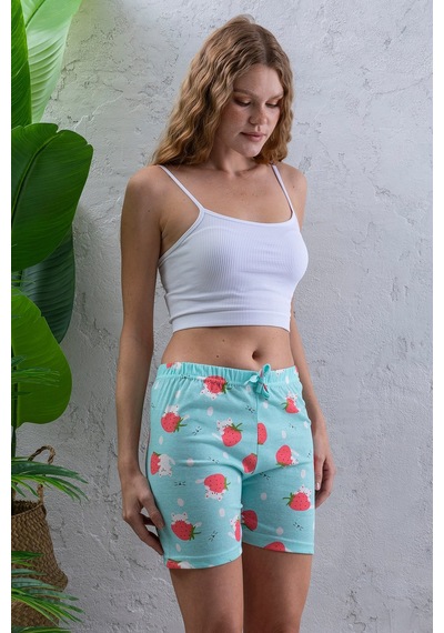 Giysa Kadın Beli Lastikli Desenli Şort Pijama Altı Turkuaz - 2027 Turkuaz Giysa Kadın Beli Lastikli Desenli Şort Pijama Altı Turkuaz - 2027 Turkuaz