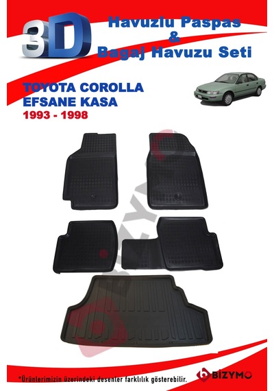 Toyota Uyumlu Corolla Efsane Kasa 1993-1998 Paspas Ve Bagaj Havuzu Seti