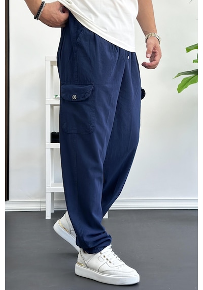 Edwoxmen Erkek Baggy Kalıp Kargo Cepli Pantolon Lacivert Edw131-lacivert Lacivert