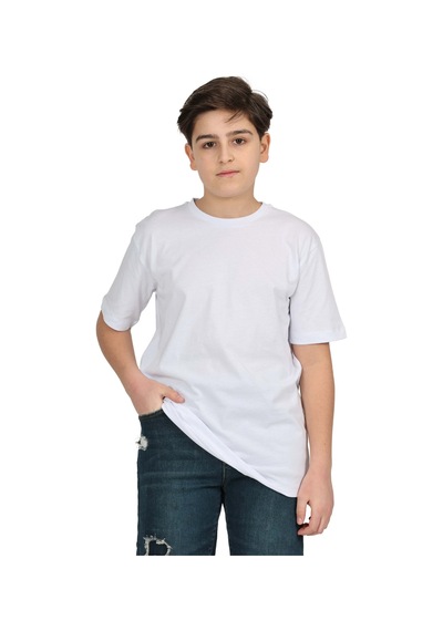 Erdem Kıds Erkek Çocuk Beyaz Düz Baskısız Kısa Kol Basic Casual-okul T-shirt Beyaz Beyaz