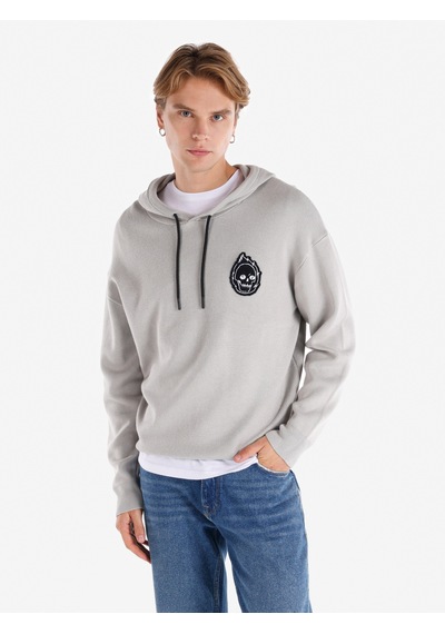 Colin's Colins Regular Fit Baskılı Kapüşonlu Gri Erkek Kazak Cl1065585 Gri