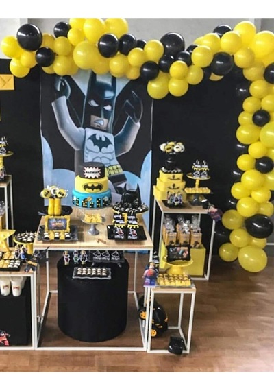 Batman Temalı Doğum Günü Balon Zinciri  100 Adet Balon ve Batman