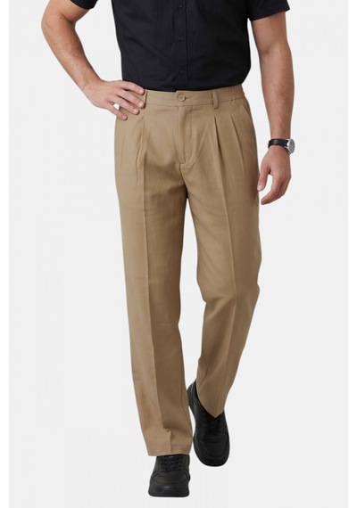 Deep Sea Deepsea Bej Baggy Fit Pileli Kumaş Pantolon Likralı, Beli Lastikli Rahat Kesim Erkek Pantolon 2600920
