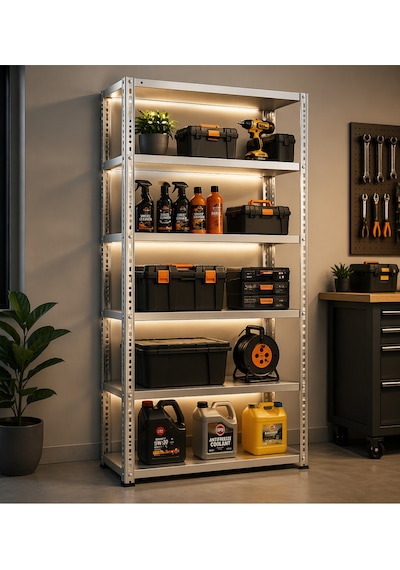 5 Katlı Galvaniz Çelik Raf - Depo, Arşiv, Kiler, Dosya, Market Rafı 31x75x150 Cm Çok Amaçlı Çelik Raf