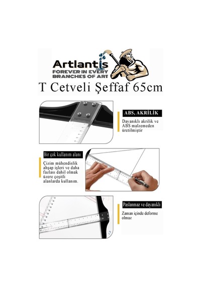 T Cetveli Şeffaf 65 Cm 1 Adet Plastik Mika T Cetveli Çizim Cetveli Mimarlık Mühendislik Öğrenci Tasarım Cetveli Şeffaf