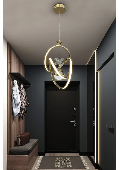 İmza Toplu Modern Sarkıt Led Avize - 3 Renk Kumandalı - Gold Gold