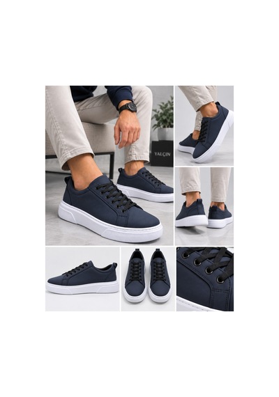Yalçın Erkek Casual Bağcıklı Ortopedik Rahat Kaymaz Taban Sneaker Ayakkabı Lacivert - 919615758 Lacivert