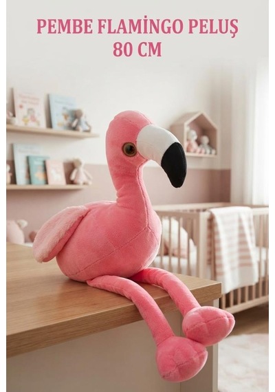 Pembe Flamingo Peluş 80 Cm Sevimli Ve Konforlu Uyku Yastığı Ve Sarılma Arkadaşı Dekoratif Oyuncak